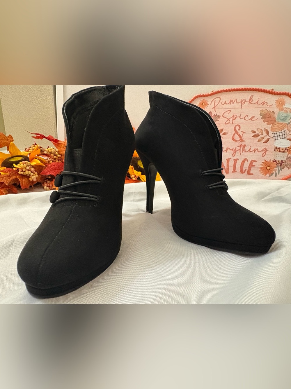 Apt. 9 Black Suede High-Heel Ankle Boots